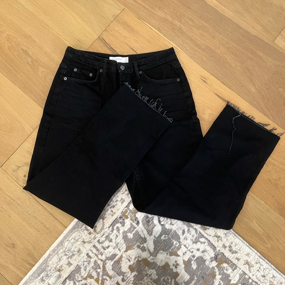 TOPSHOP black straight leg rigid jeans